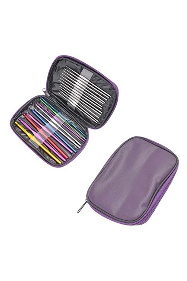 BLOOMING TIME Set Of 22Pcs Crochet And Knitting Hooks Needles With Pouch Multicolour