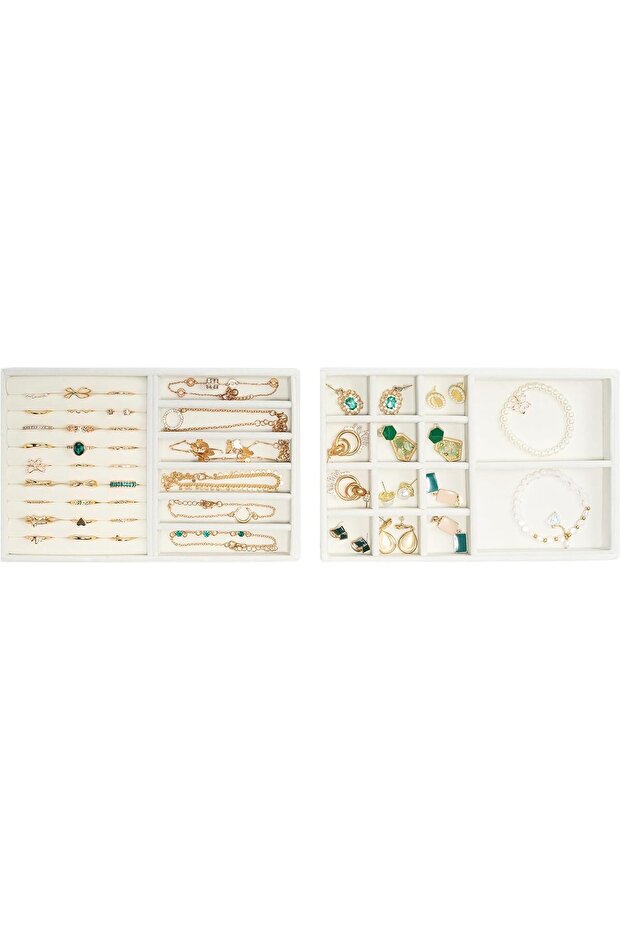 Set of 2 Stackable Jewelry Organizer Trays for Drawers - Warmwhite