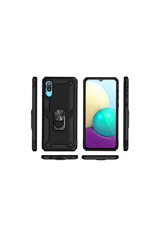 غطاء سيليكون لهاتف جالاكسي A02 مع حلقة صوفيا - أسود - 3