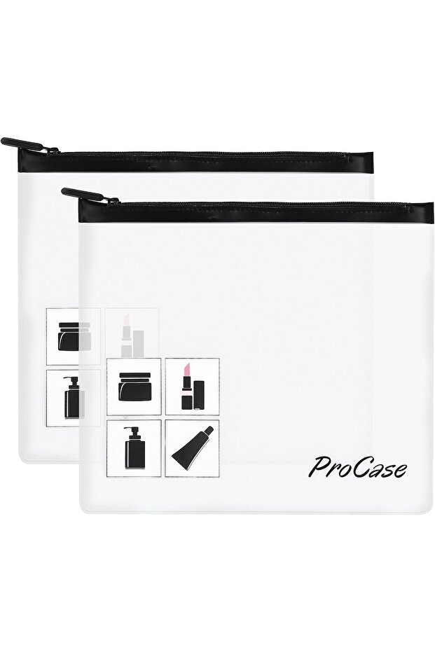 TSA Approved Quart-Size Clear Travel Toiletry Bag Makeup Pouch (2-Pack)