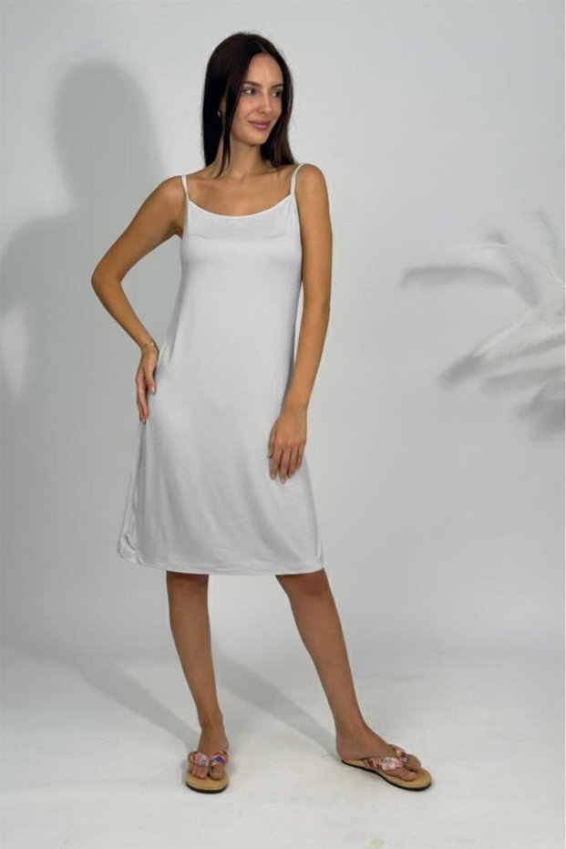 Women's Cotton Combed Viscose Thread Strap Undershirt Tunic Light Gray