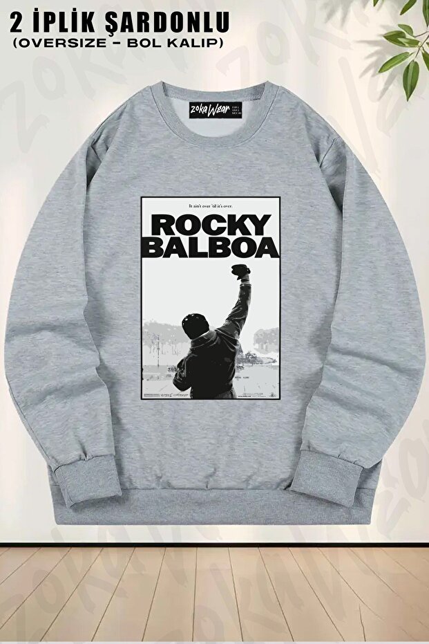Unisex Movie Rocky Printed Oversized Crew Neck Sweatshirt