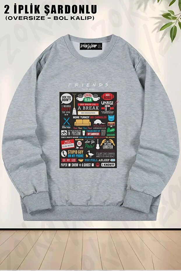 Unisex Friends, Central Perk, Series Printed Oversized Crew Neck Sweatshirt