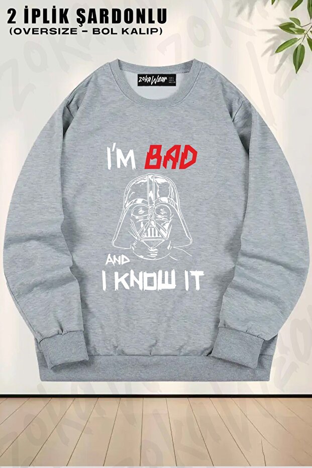 سويت شيرت بياقة دائرية للجنسين من Bad Darth Vader مطبوع قصة فضفاضة