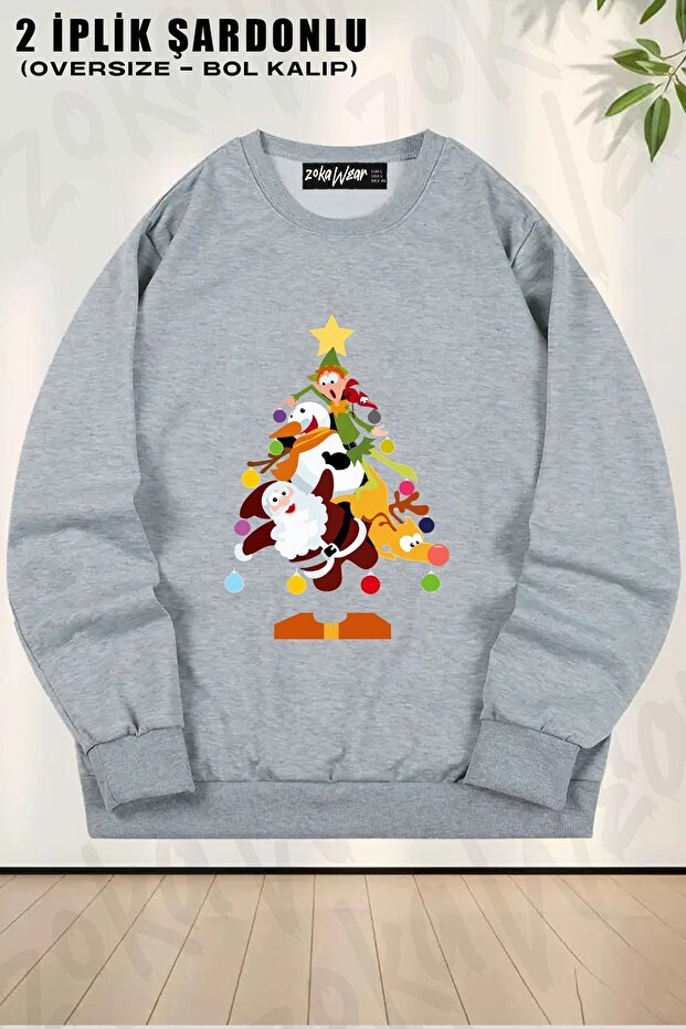 Unisex Santa Claus, New Year, New Year's Eve Printed Oversized Crew Neck Sweatshirt