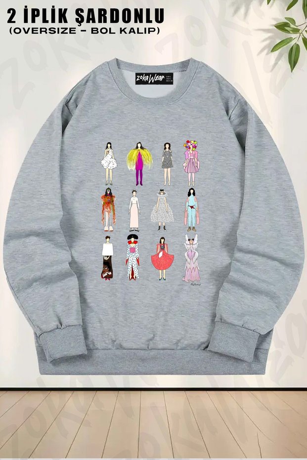 Unisex Outfits of Bjork Fashion Printed Oversized Crew Neck Sweatshirt