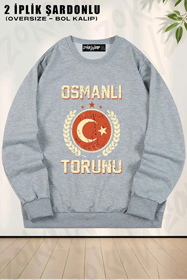 Unisex Ottoman Grandson Printed Oversized Crew Neck Sweatshirt