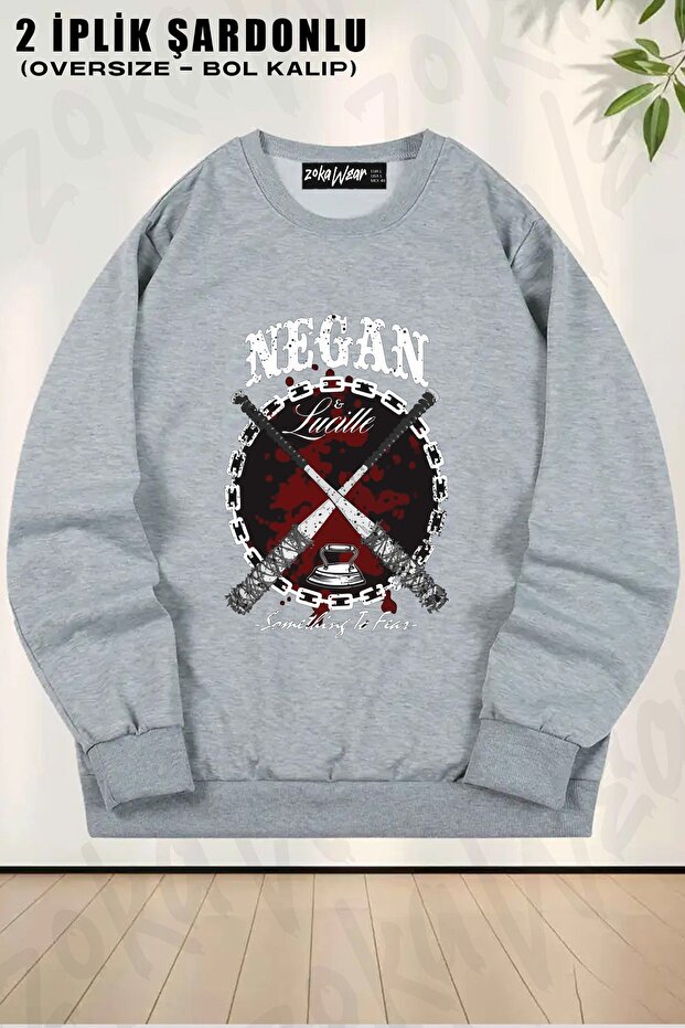 Unisex Negan V2 the Walking Dead Printed Oversized Crew Neck Sweatshirt