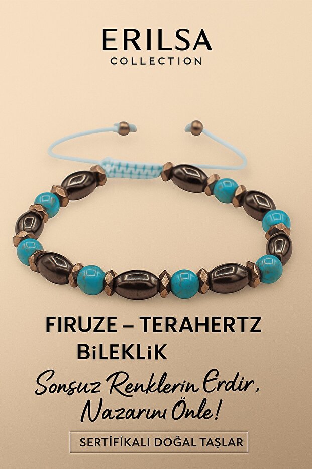 Certified Turquoise Terahertz Stone Bracelet – Feel Endless Energy, Protect Yourself from Evil Eye