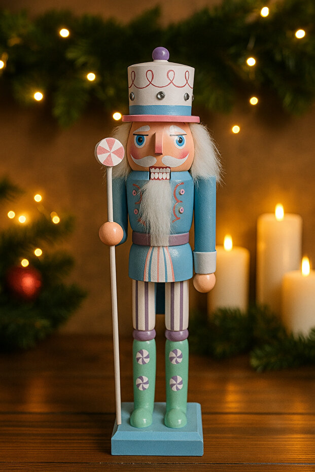 25 cm Wooden Nutcracker Figure – Handmade Christmas Decor, Decorative Christmas Puppet and Table Ornament