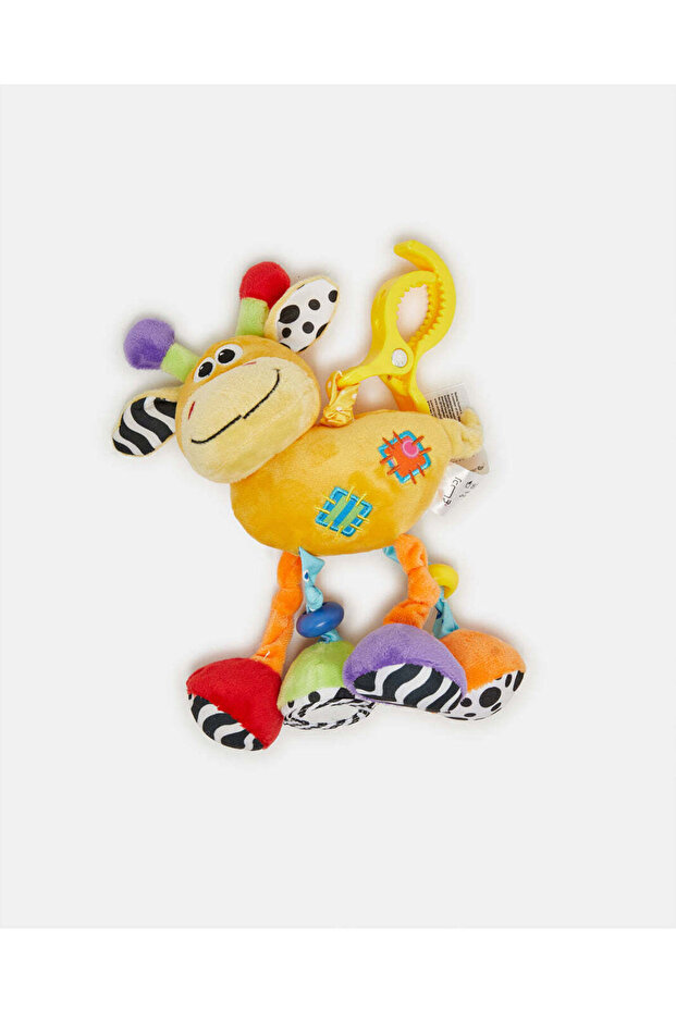 Yellow Clip Giraffe With Rattle, Vibration Squeaker