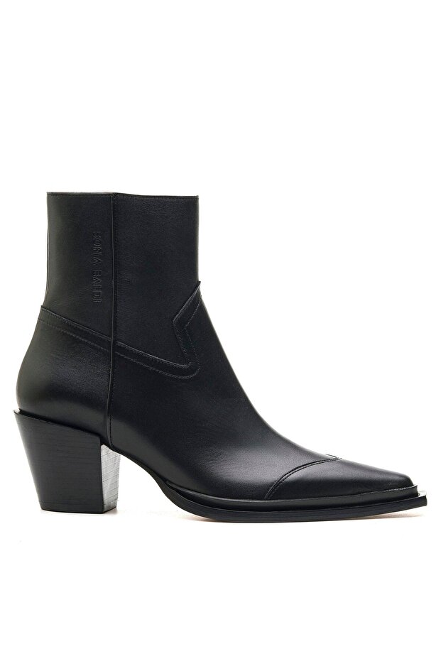 MARLY SİYAH HAKİKİ DERİ Kadın TOPUKLU BOT - 1