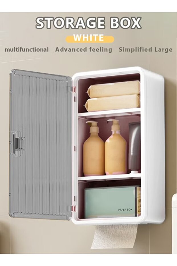 Wall Mounted Tissue Box Holder Bathroom Organizer Rack Tissue Dispenser Bathroom Storage Shelf