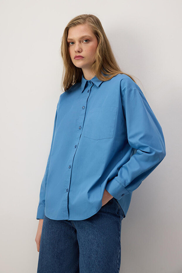 TEK CEPLİ OVERSIZE GÖMLEK - 1