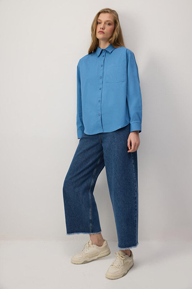 TEK CEPLİ OVERSIZE GÖMLEK - 2