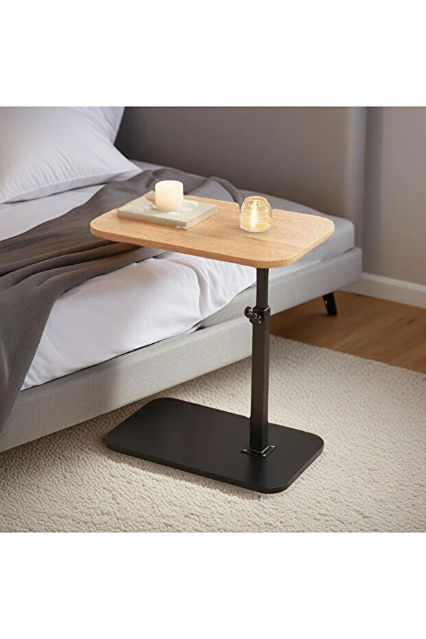 C-Shaped Side Table, Adjustable Height 360° Swivel Tabletop Coffee Table - 2