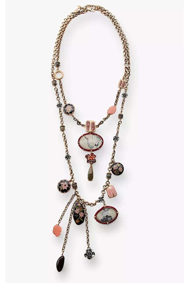Brand Model Charmlı Bird Detail Double Necklace