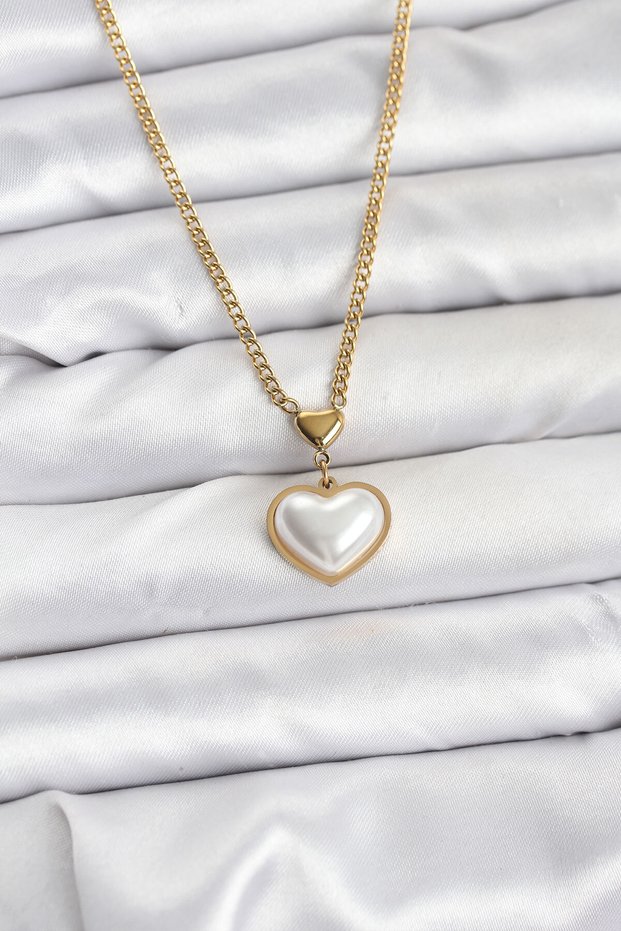 316L Steel Chain Gold Color Convex Heart Model Women's Necklace