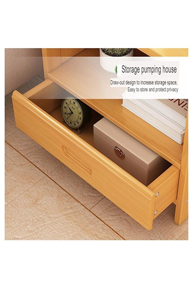 طاولة سرير جانبية حديثة متعددة الوظائف مصنوعة من الخشب الصلب مع رف كبير للمعاطف - 4