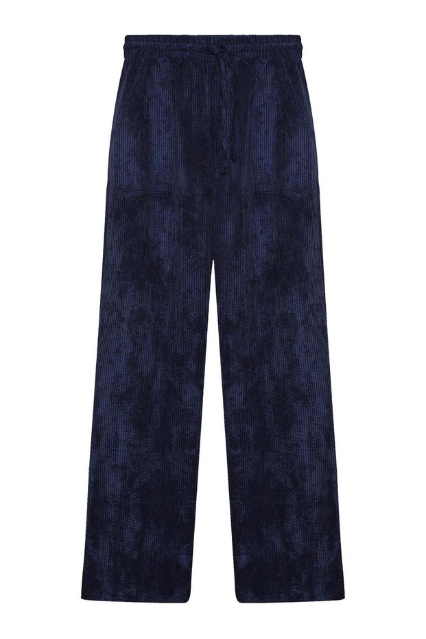 Quzu Elastic Waist Pants Navy Blue