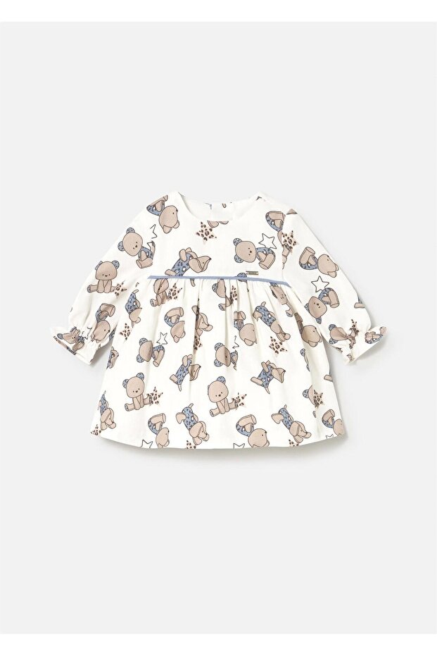 Baby Girl Patterned Dress Ecru 2814