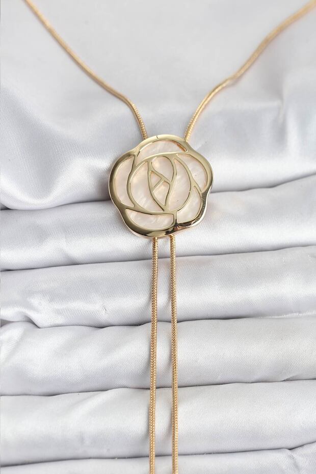 Brass Gold Color Rose Model Elevator Women's Necklace