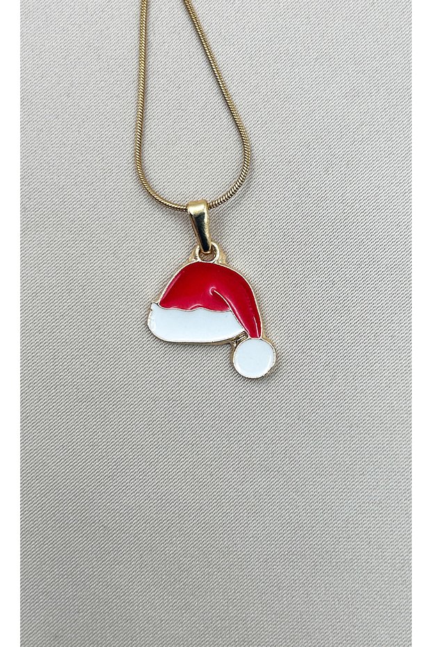 Christmas Hat Design Charm Non-Tarnish Gold Color Steel Necklace - Women's Jewelry