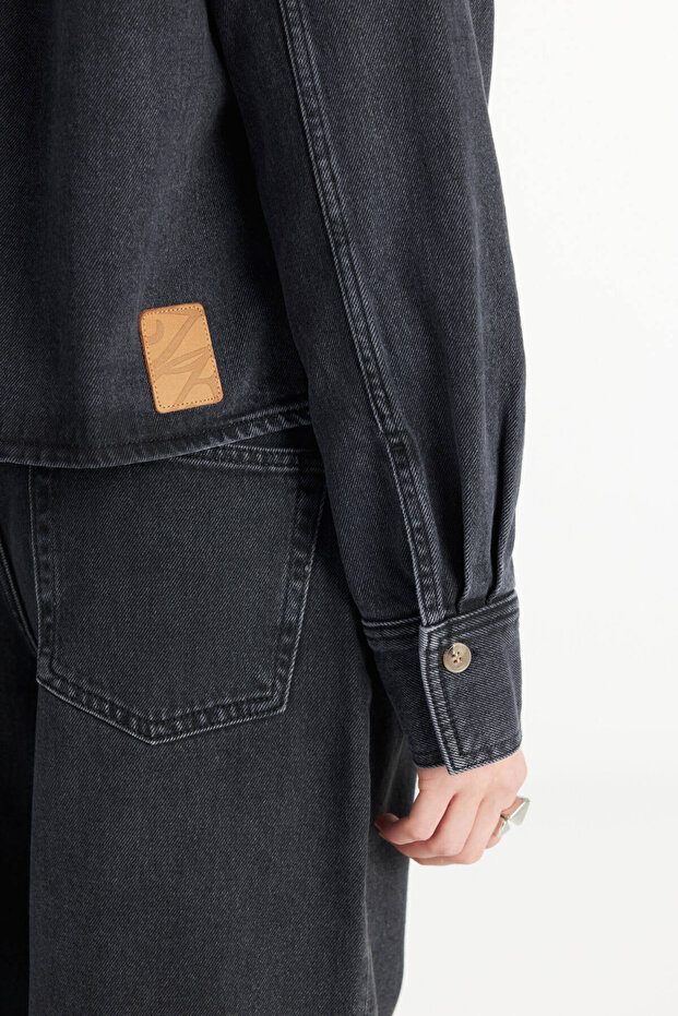 SİYAH KUTU FORM JEAN GÖMLEK - 6