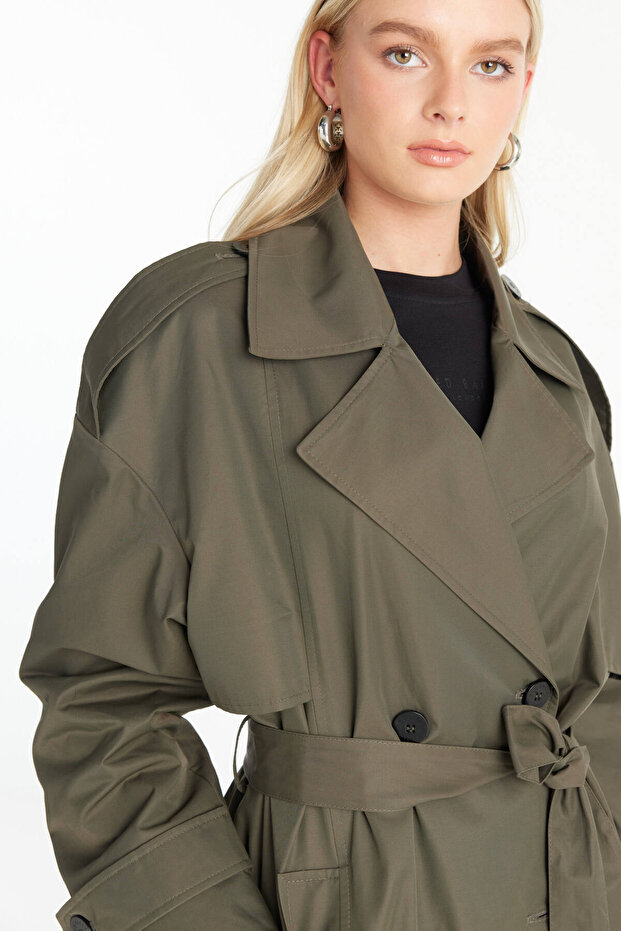 HAKİ OVERSİZE UZUN PARDÖSÜ - 5