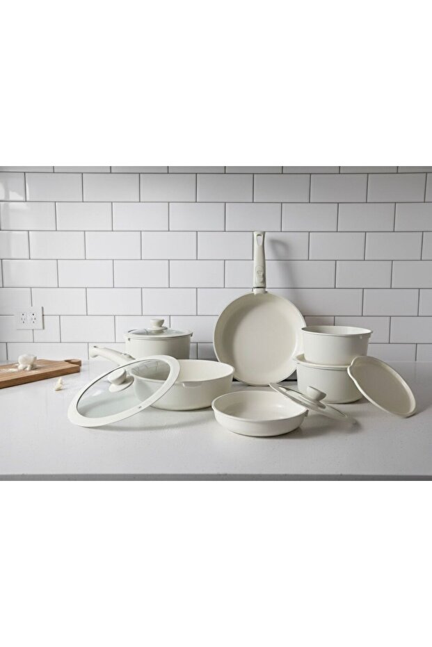 طقم أواني طهي ومقالي مكون من 15 قطعة مع مقابض قابلة للفصل وتقنية الحث المغناطيسي - 1