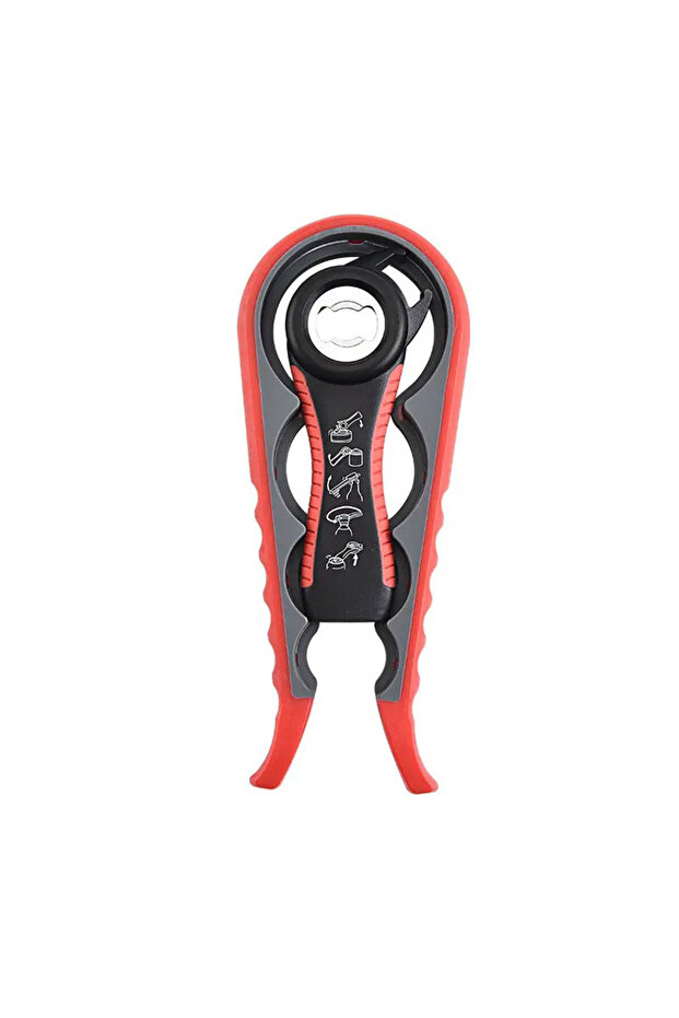 Jar, container and bottle cap opener, multifunctional, 5 in 1, red, mediLOGIC™ - 5