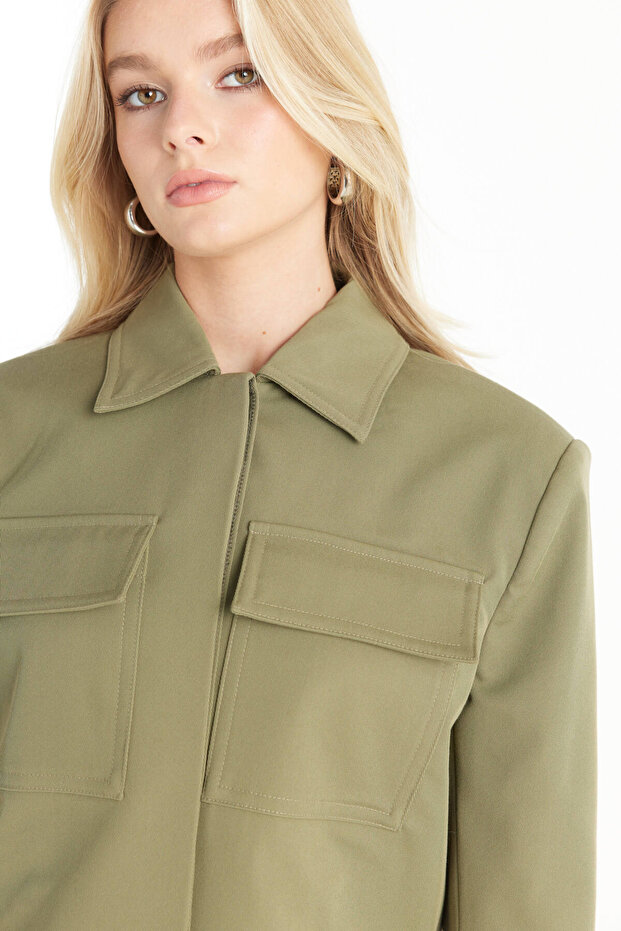 HAKİ KUTU FORM OVERSİZE CEKET - 6