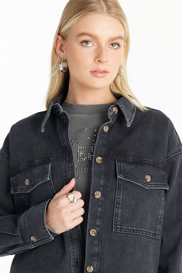 SİYAH KUTU FORM JEAN GÖMLEK - 2