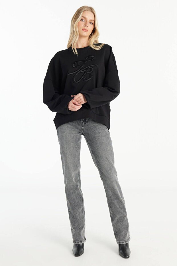 SİYAH SARGI NAKIŞLI SWEATSHİRT - 2