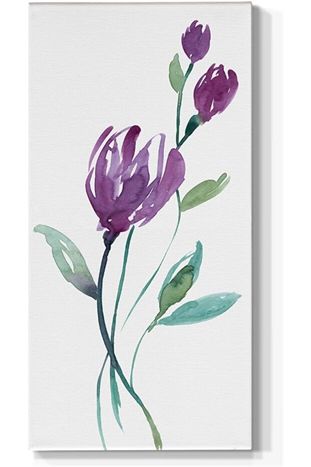 Modern Botanical Wall Art – Purple Dancing Aubergine Canvas Hanging (50x100 cm Framed)