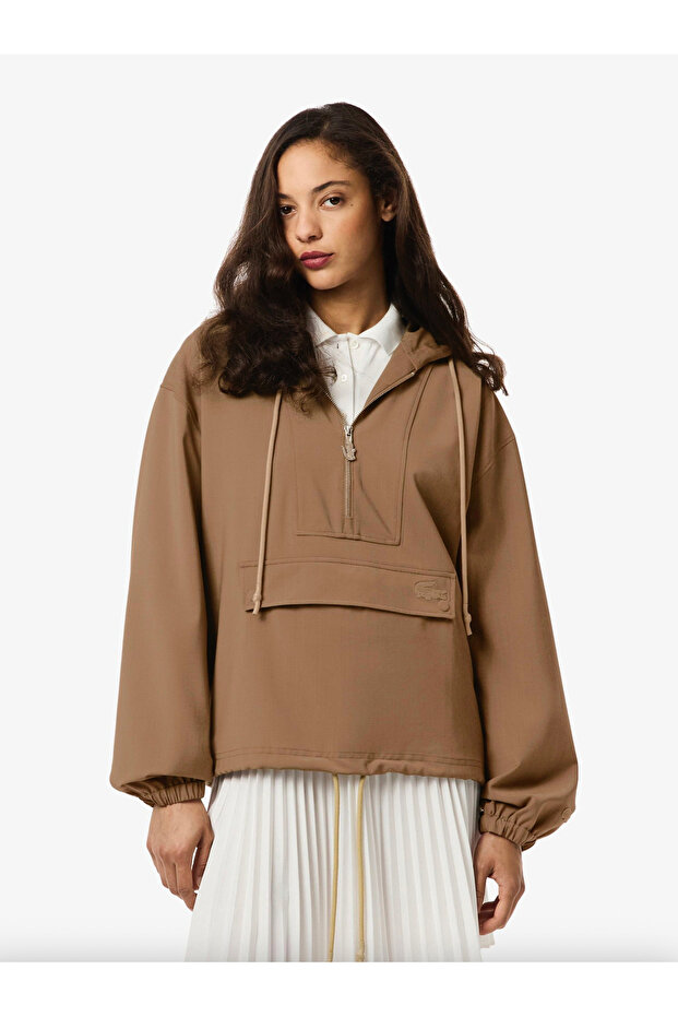 Oversized Wool Blend Popover Jacket - 1