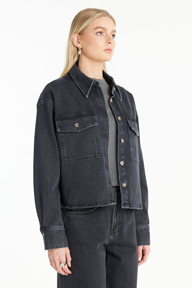 SİYAH KUTU FORM JEAN GÖMLEK - 4