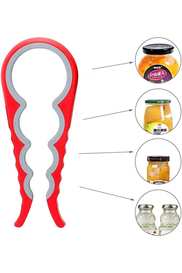 Jar, container and bottle cap opener, multifunctional, 5 in 1, red, mediLOGIC™ - 8