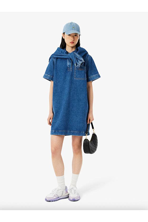 Oversized Cotton Denim Dress - 5