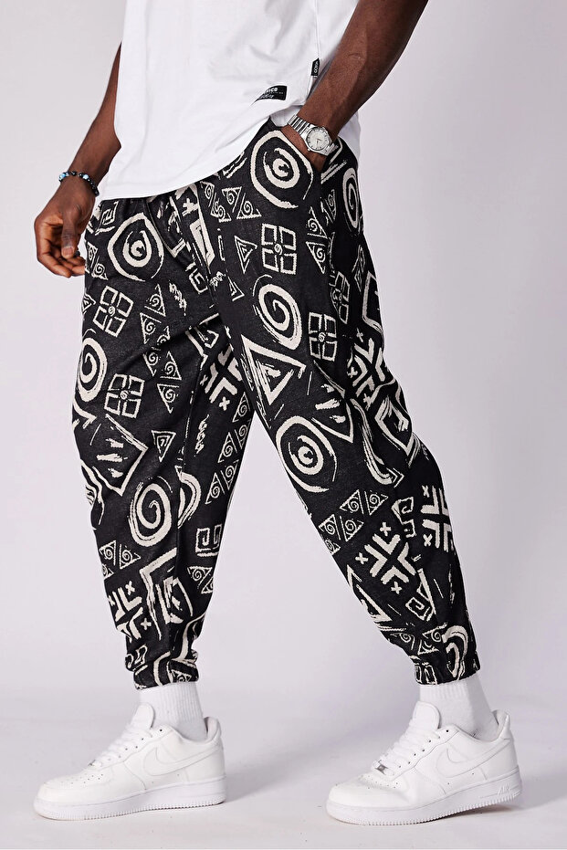 بنطلون شالوار منقوش بخصر مطاطي - 3