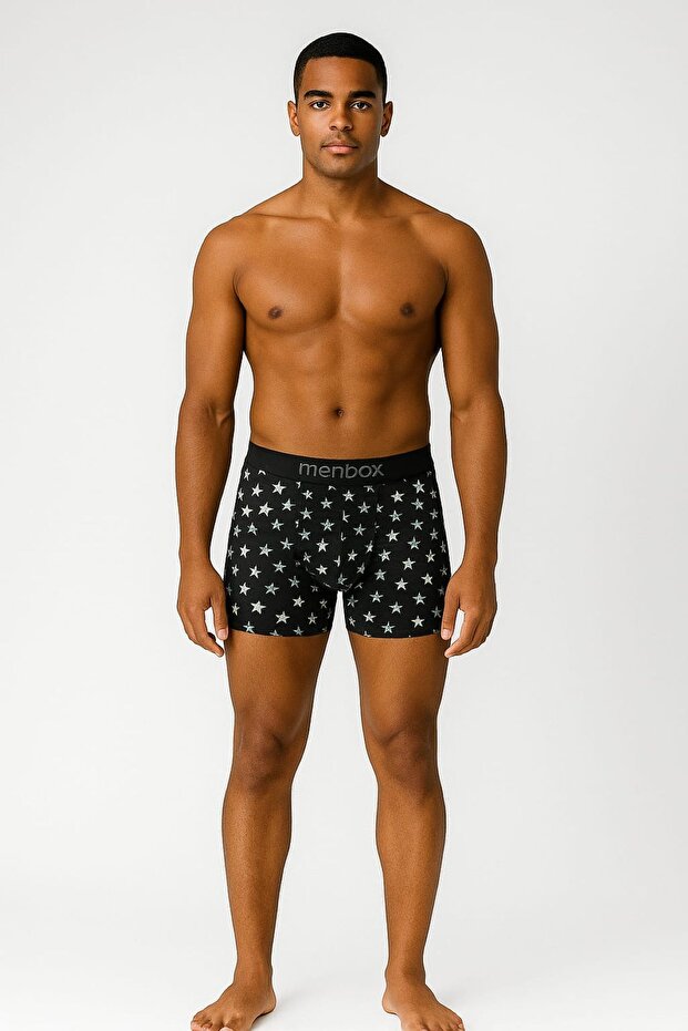 1 Piece Mixed Patterned Cotton Stretch Fabric Men's Boxer Set | Breathable, Flexible Waistband
