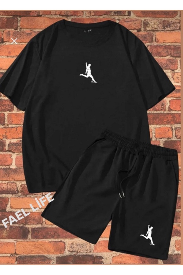 Unisex Loose Fit T-Shirt Shorts Football Player Print Team