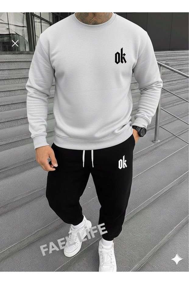 Unisex Girls/Boys Top and Bottom Set Winter Zero Collar Tracksuit Loose Fit Dk Printed