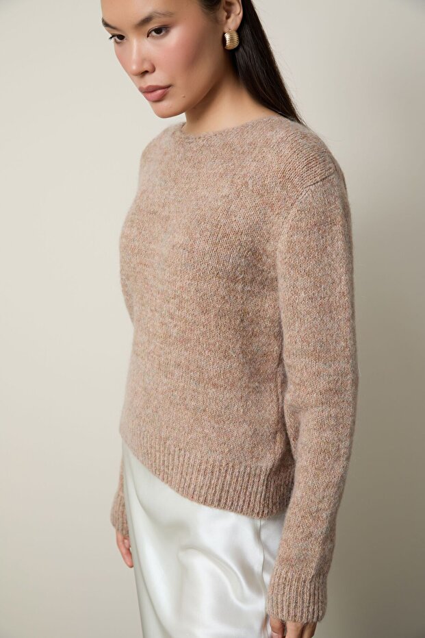 Yün Karışımlı Bisiklet Yaka Basic Kazak - 2