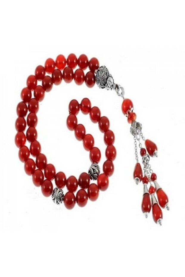 Red Agate Round Tasbih - 33 Beads, 10 mm