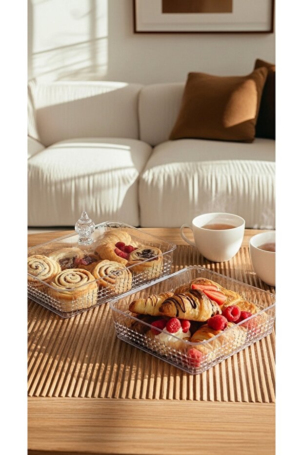 طقم اطباق صحن تقديم حلويات و مكسرات متعدد الاستخدامات بغطاء - 3