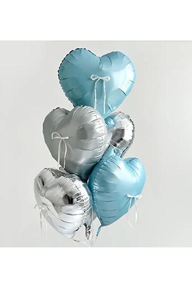 Bow Heart Balloon Set 5 Foil Heart Balloons