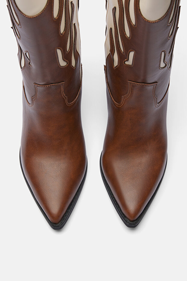 Flame Patterned Cowboy Boots - Flame - 5