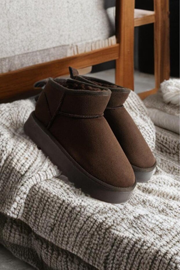 Suede Inside Fur Thick Sole Ankle Short Women's Boots & Booties