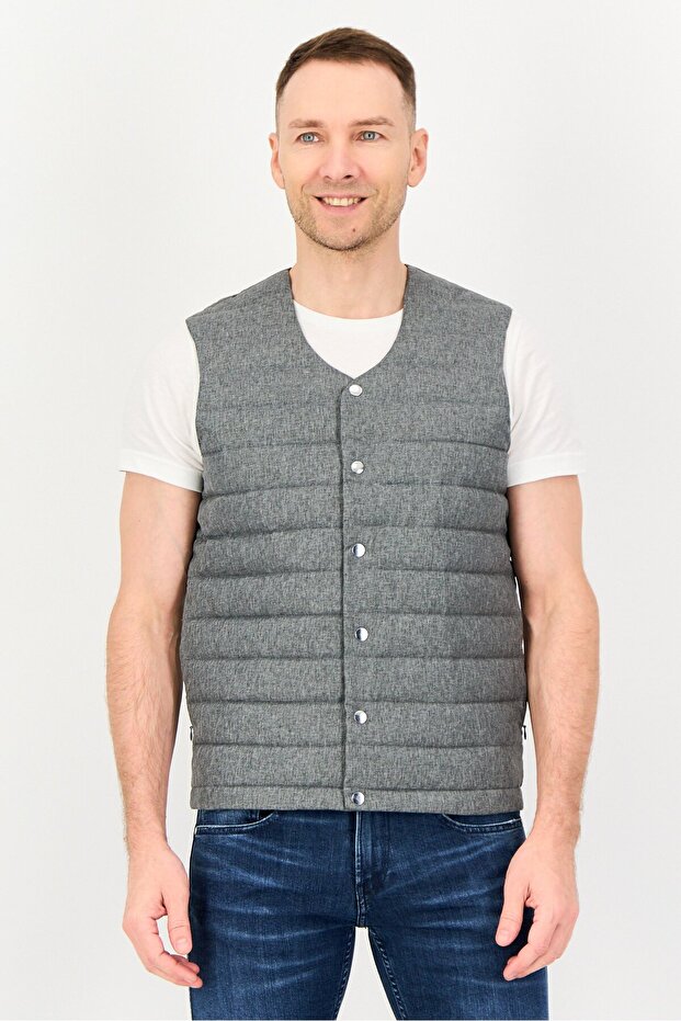 جاكيتات رجالية مبطنة منفوخة، رمادية - 1